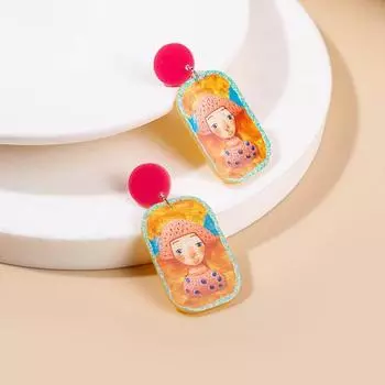 1 пара женских сережек, хорошие глянцевые красочные ювелирные изделия, цветы, звезды, мультяшные геометрические геометрические акриловые серьги J