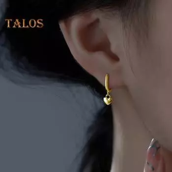 1 пара женских сережек Huggie, кулон в форме сердца, одноцветные гальванические медные украшения для ушей, женские зажимы для ушей для выпускного вечера, коктейльные серьги, серьги с рычагом серебряный