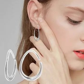 1 пара женских сережек Huggie, преувеличенные полированные геометрические овальные украшения для ушей, ювелирные изделия, серьги для выпускного вечера, длинные серьги-кольца для поездок на работу золотистый
