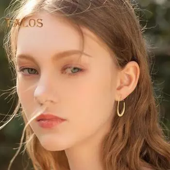 1 пара женских сережек Huggie, преувеличенные полированные геометрические овальные украшения для ушей, ювелирные изделия, серьги для выпускного вечера, длинные серьги-кольца для поездок на работу золотистый