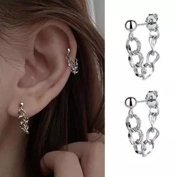 1 пара женских сережек Huggie с гальванической цепочкой, одноцветные серьги, медные индивидуальные украшения для ушей