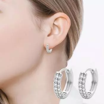 1 пара женских сережек Huggie с кубическим цирконием, геометрические серьги круглой формы A