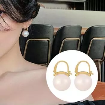 1 пара женских сережек из искусственного жемчуга, полированные винтажные высококачественные висячие серьги, украшения для ушей, вечерние, выпускные, женские серьги-обнимашки белый