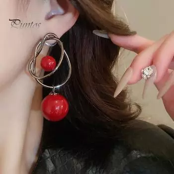 1 пара женских сережек-капель, геометрические круглые шарики, искусственный жемчуг, висячие серьги, эффектные украшения серый