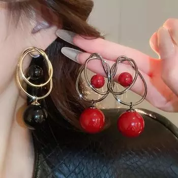 1 пара женских сережек-капель, геометрические круглые шарики, искусственный жемчуг, висячие серьги, эффектные украшения