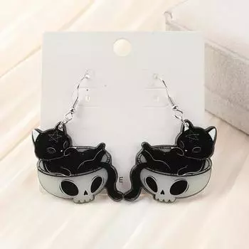 1 пара женских сережек-капель, креативные акриловые светящиеся в темноте обнимашки с кошками, ювелирные изделия для девочки, праздничный подарок на день рождения