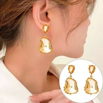 1 пара женских сережек-капель неправильной формы, богемный стиль, многогранные серьги для выпускного, коктейльной вечеринки, висячие серьги, ювелирные изделия для ушей, висячие серьги розы красного
