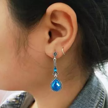 1 пара женских сережек-капель с синим кубическим цирконием, серьги-капли для выпускного вечера, свадебные украшения для ушей, свадебные серьги синий
