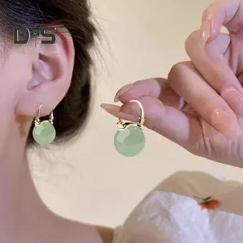 1 пара женских сережек-капель, стеклянные бусины, полированные медные серьги-хаги, серьги с пряжкой, рождественский подарок на День святого Валентина, украшения для ушей серебряный