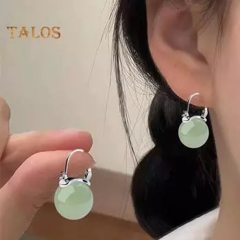 1 пара женских сережек-капель, стеклянные бусины, полированные медные серьги-хаги, серьги с пряжкой, рождественский подарок на День святого Валентина, украшения для ушей золотистый