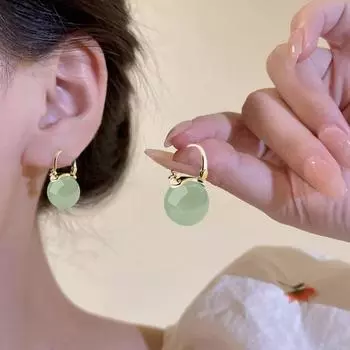 1 пара женских сережек-капель, стеклянные бусины, полированные медные серьги-хаги, серьги с пряжкой, рождественский подарок на День святого Валентина, украшения для ушей золотистый