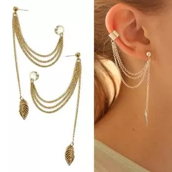 1 пара женских сережек-клипс, однотонные винтажные многослойные серьги против раздражения