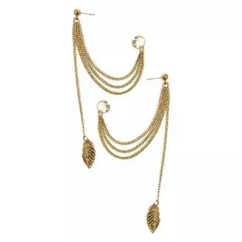 1 пара женских сережек-клипс, однотонные винтажные многослойные серьги в форме листа, против раздражения