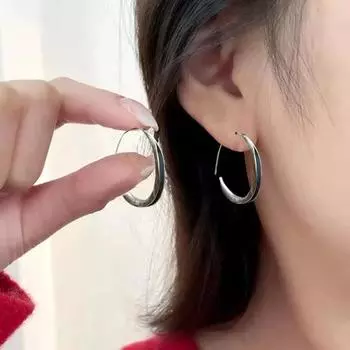 1 пара женских сережек-колец, большая круглая форма, тонкий дизайн, сплав, винтажный стиль, удобные висячие серьги, женские украшения для ушей серебряный