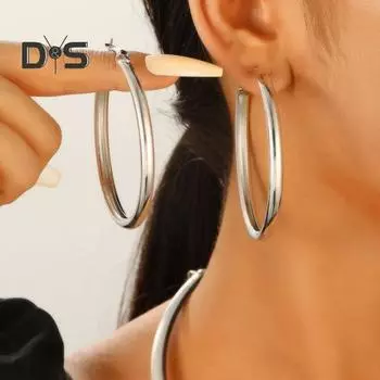 1 пара женских сережек-колец, большие круглые, полированные, железные, легкие, геометрические, индивидуальные, висячие серьги, женские, клубные, вечерние, украшения для ушей платиновый