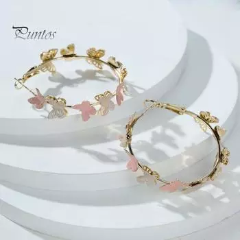 1 пара женских сережек-колец, двухслойные ажурные серьги-бабочки, серьги-клипсы, украшения для выпускного вечера розовый