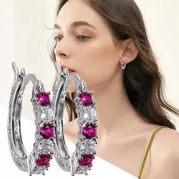 1 пара женских сережек-колец Huggie с синим кубическим цирконием, маленькие серьги-кольца для вечеринки фиолетовый