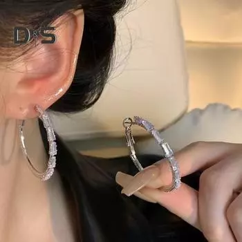 1 пара женских сережек-колец, медные серьги с инкрустацией из кубического циркония, женские украшения для ушей, подарки на день святого Валентина, день рождения для жены, подруги, ее розового золота