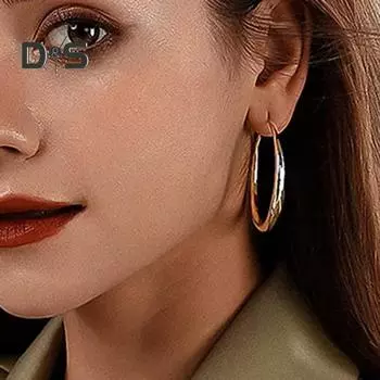 1 пара женских сережек-колец овальной формы, полые серьги из полированной меди, висячие серьги для клубной вечеринки, геометрические серьги C