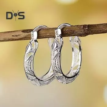 1 пара женских сережек-колец с искусственными драгоценными камнями, круглые серьги для вечеринок, свадеб, рождественских мероприятий, универсальные аксессуары серебряный