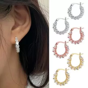 1 пара женских сережек-колец с кубическим цирконием круглой формы, маленькие серьги-кольца для вечеринки золотистый