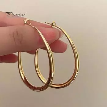 1 пара женских сережек-колец в преувеличенном стиле, большие серьги-кольца, гладкая поверхность, однотонные, легкие висячие серьги, украшения для клубной вечеринки серебряный