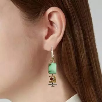 1 пара женских сережек-крючков, бирюзовая коллекция, декоративные, прочные, антикоррозийные, в винтажном стиле, креативный геометрический