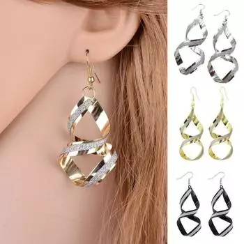 1 пара женских сережек-крючков, полые вихревые блестящие блестки, преувеличенные хип-хоп-рок, легкие украшения для ушей, ювелирные изделия, висячие серьги для вечеринок, висячие серьги золотистый