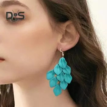 1 пара женских сережек-крючков с геометрическим узором и кисточками в стиле ретро, однотонные серьги в форме листа для свиданий и вечеринок, повседневные украшения для ушей фиолетовый