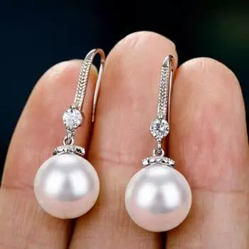 1 пара женских сережек-крючков с имитацией жемчуга, блестящие аксессуары, серьги-капли хорошего качества для