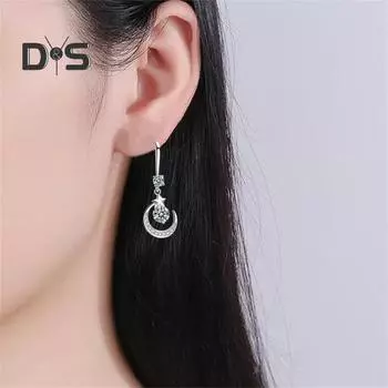 1 пара женских сережек-крючков в форме луны и звезды, висячие серьги со стразами, полированные серьги-подвески из сплава, выпускной вечер, свидание, украшения для ушей розовый