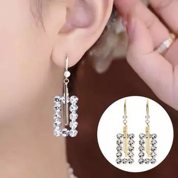 1 пара женских сережек-крючков в стиле ретро, геометрическая форма, кубический цирконий, декор, ювелирные изделия, преувеличенный стиль