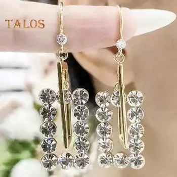 1 пара женских сережек-крючков в стиле ретро, геометрическая форма, кубический цирконий, украшение, преувеличенный стиль, клубные выпускные висячие серьги золотистый