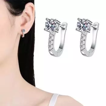 1 пара женских сережек-манжет, серьги-гвоздики со стразами, свадебные серьги-гвоздики геометрической формы