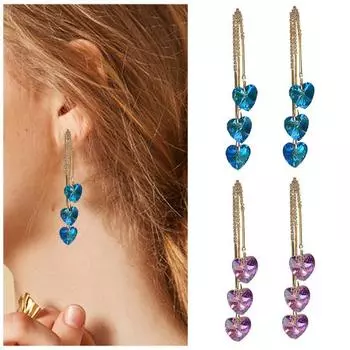 1 пара женских сережек, модные подарочные серьги с инкрустацией стразами и искусственными кристаллами, женские висячие серьги