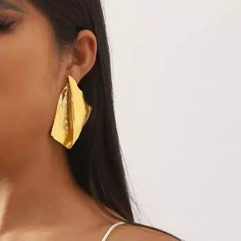 1 пара женских сережек неправильной формы, винтажные однотонные глянцевые антикоррозийные серьги из сплава для вечеринок и вечеринок, украшения для ушей золотистый