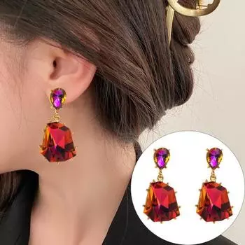 1 пара женских сережек неправильной формы в богемном стиле многогранный коктейль для выпускного вечера розы красного