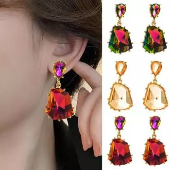 1 пара женских сережек неправильной формы в богемном стиле, многогранных, для выпускного, коктейля, висячих сережек для ушей разноцветный