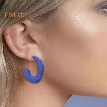 1 пара женских сережек неправильной формы C-образной формы ярких цветов, гладкие легкие украшения для ушей, женские серьги-кольца для выпускного вечера, коктейльной вечеринки жёлтый