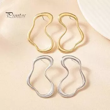 1 пара женских сережек, неровные линейные полированные сплавы, однотонные, преувеличенные, клубные вечерние, висячие серьги, простые в стиле, украшения для ушей серебряный