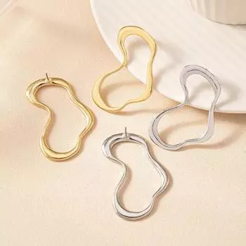 1 пара женских сережек, неровные линейные полированные сплавы, однотонные, преувеличенные, клубные вечерние, висячие серьги, простые в стиле, украшения для ушей золотистый