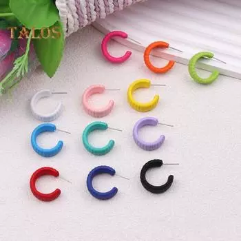 1 пара женских сережек-обнимашек C-образной формы, однотонные, гладкие, легкие, повседневные, серьги для свиданий, женские украшения для ушей чёрный