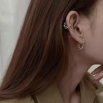 1 пара женских сережек-обнимашек, полая цепочка, однотонная гальваническая медь, индивидуальные украшения для ушей, зажимы для ушей для леди, выпускного вечера, коктейльной вечеринки серебряный