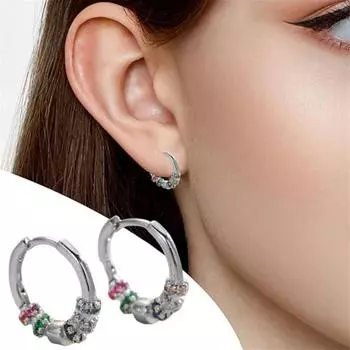 1 пара женских сережек-обнимашек, полированные разноцветные цветочные кубические цирконии, маленькие обручи для ушей, легкие металлические украшения для ежедневного ношения, свиданий, вечеринок золотистый
