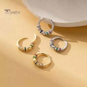 1 пара женских сережек-обнимашек, полированные разноцветные цветочные кубические цирконии, маленькие обручи для ушей, легкие металлические украшения для ежедневного ношения, свиданий, вечеринок серебряный