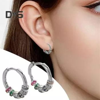 1 пара женских сережек-обнимашек, полированные разноцветные цветочные кубические цирконии, маленькие обручи для ушей, легкие металлические украшения для ежедневного ношения, свиданий, вечеринок серебряный