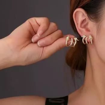 1 пара женских сережек-обнимашек с кубическим цирконием в форме дракона, полированные гальванические противоскользящие серьги для выпускного вечера, повседневные вечерние серьги, женские ювелирные изделия золотистый