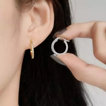 1 пара женских сережек-обнимашек с кубическим цирконием, круглая форма, подарок на день рождения, свадьбу, поездки на работу, выпускной, ювелирные изделия, серьги-кольца 13mm серебряный