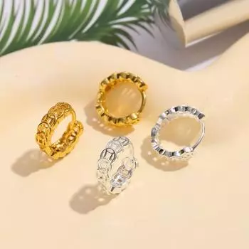 1 пара женских сережек-обнимашек, выдолбленные C-образные ретро однотонные серьги с каплями масла, антиаллергенные, гальванические, легкие, из нержавеющей стали, украшения для ушей, ювелирные изделия серебряный