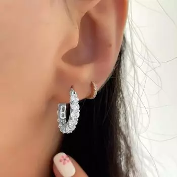 1 пара женских сережек-обручей с кубическим цирконием во французском стиле, маленькие круглые серьги-кольца серебряный